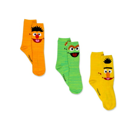 Sesame Street Teen Adult Mens Womens 3 pack Crew Socks Set (Shoe: 6-12 ...