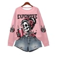 thumbnail image 5 of 2025 New Halloween Skull Rose Print Round Neck Sweatshirt Women's Letter Print European and American Casual Tops, 5 of 7