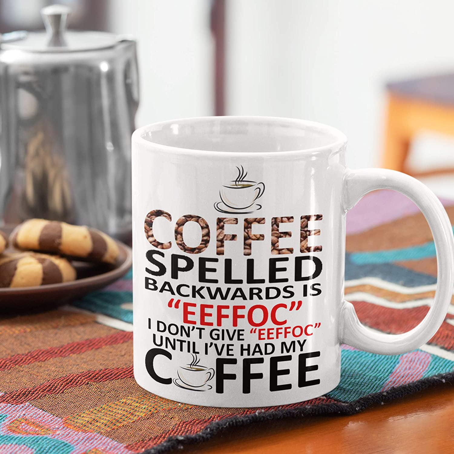  Panvola Coffee Lover Gifts - Coffee Spelled Backward As I Don't  Give Eeffoc Until I Had My Coffee Mug 11 oz - Gifts for Office Coworkers  Boss : Home & Kitchen