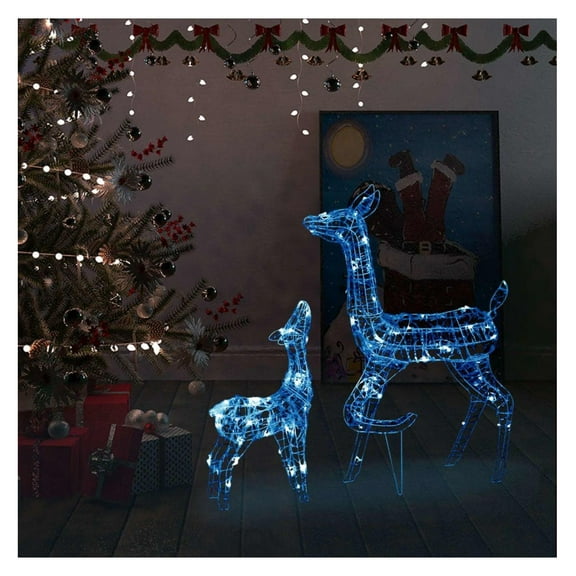 Acrylic Reindeer Family Decoration 160 LED Blue