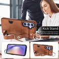 thumbnail image 5 of SaniMore Case for Samsung Galaxy A15, PU Leather Durable [Back Card Slots] Wristlet Kickstand Buckle Protective Bumper Cover Shockproof Anti-fall/Anti-scratch for Ladies, Brown, 5 of 10