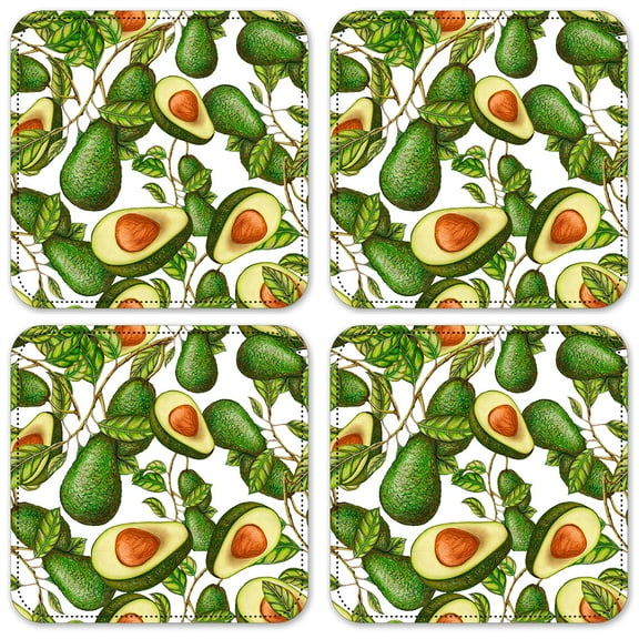 Vinyl Drink Coasters - Set of 4 - Avocados