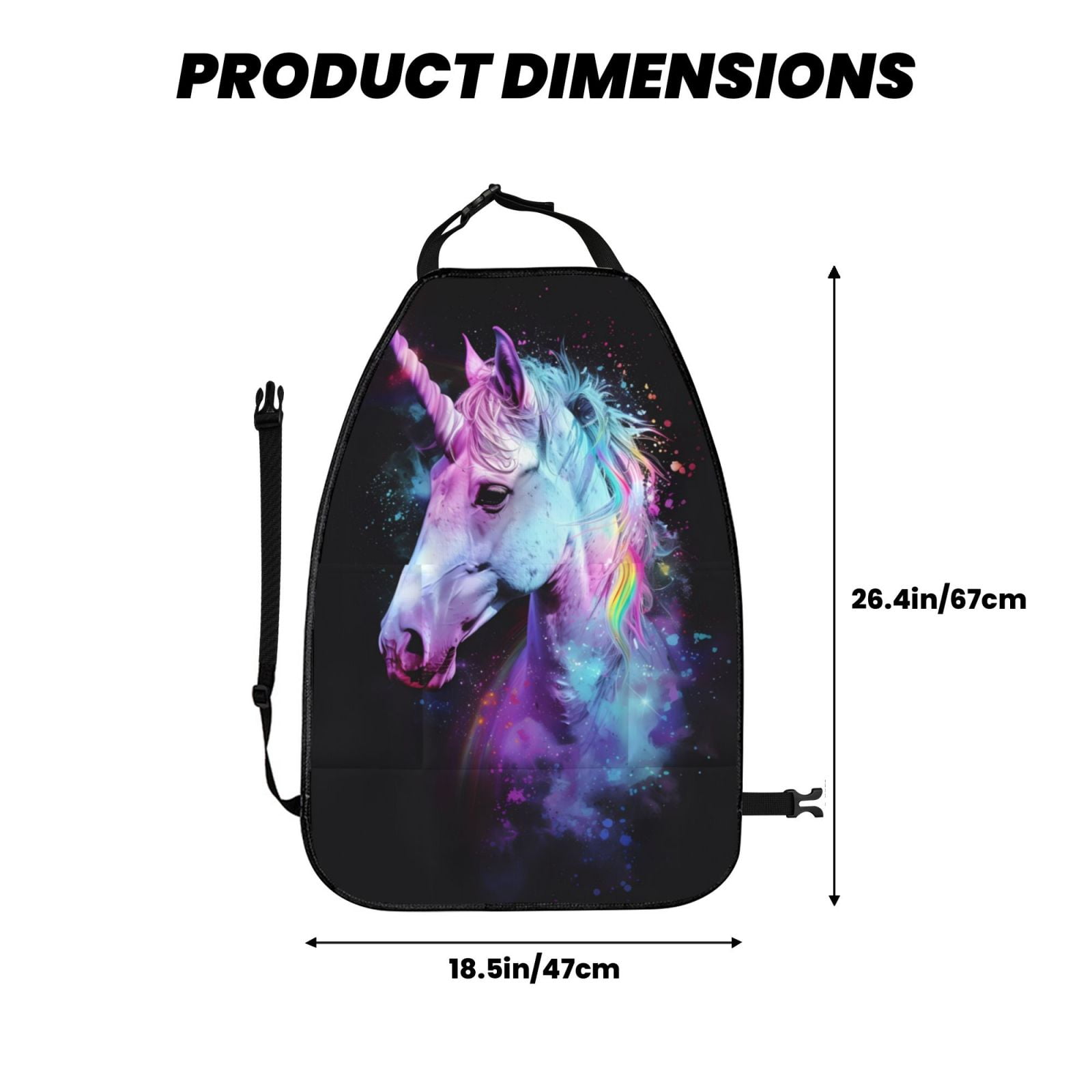 Xecao Rainbow Spotted White Horse Pattern Car Seat Back Protector 2 Pack Large Capacity Pocket, Kick Mats Back Seat Protector