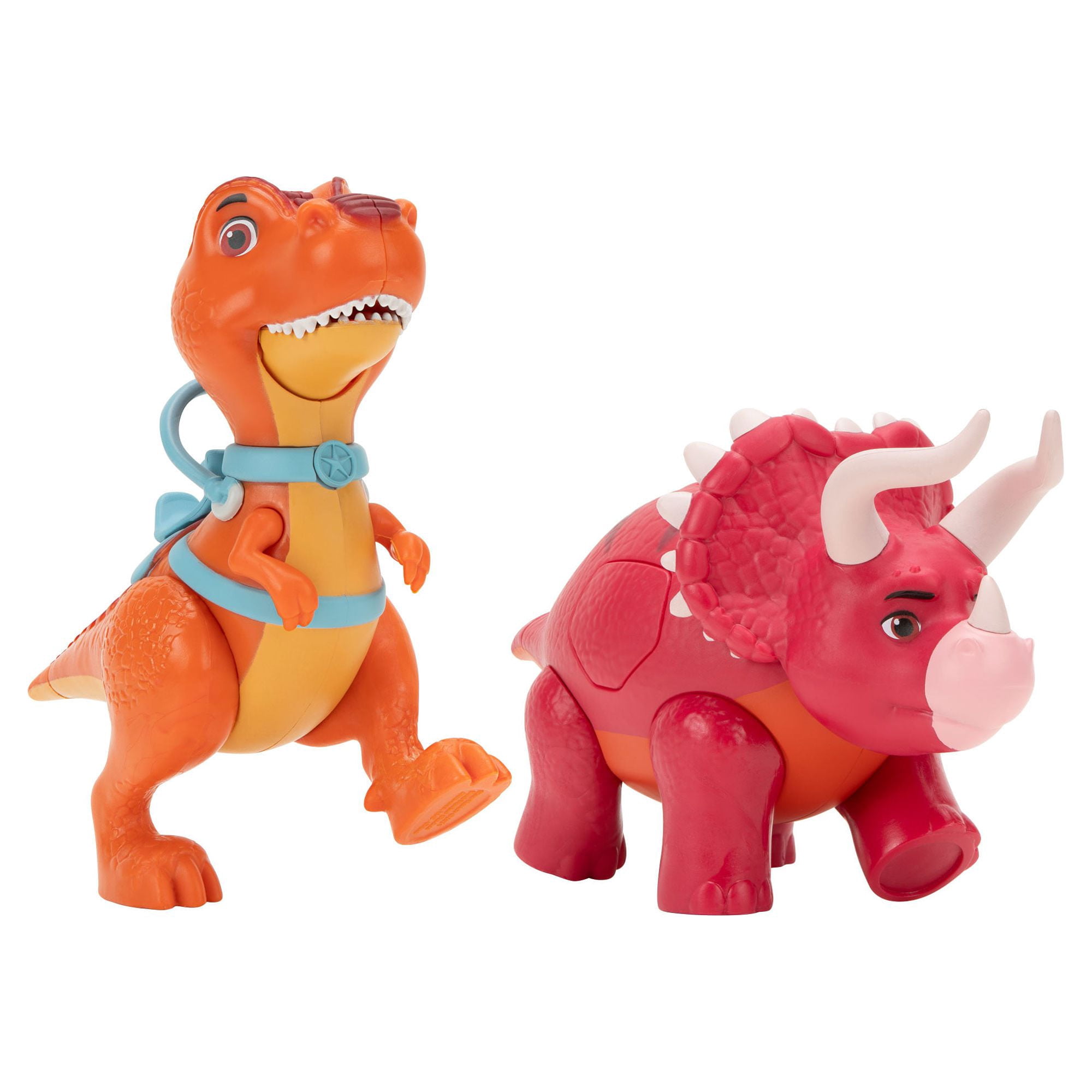 Dino Ranch Deluxe Dino 2-Pack - Features Biscuit, a 5-Inch Toy T-Rex, and Angus, a 4-Inch Toy Triceratops - Toys for Kids Featuring Your Favorite Pre-Westoric Ranchers