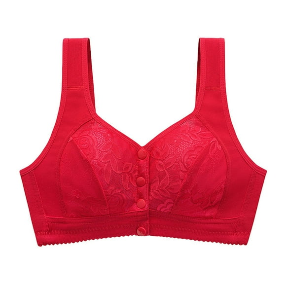 TSADFHJI Women's Front Side Buckle Lace Edge without Steel Ring Movement Seamless Gathering Adjustment Yoga Sleep Large Bra Womens Bras Bodysuit Fishnet Bras for Women Corset Women Bras Red Red 44