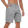 thumbnail image 2 of Cargo Shorts for Men Summer Casual Elastic Waist Straight Leg Knee Length Hiking Work Shorts with Pockets, 2 of 8