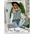 thumbnail image 5 of HUBERY Women Houndstooth Graphic Ribbed Knitted Sleeveless V Neck Vest, 5 of 5