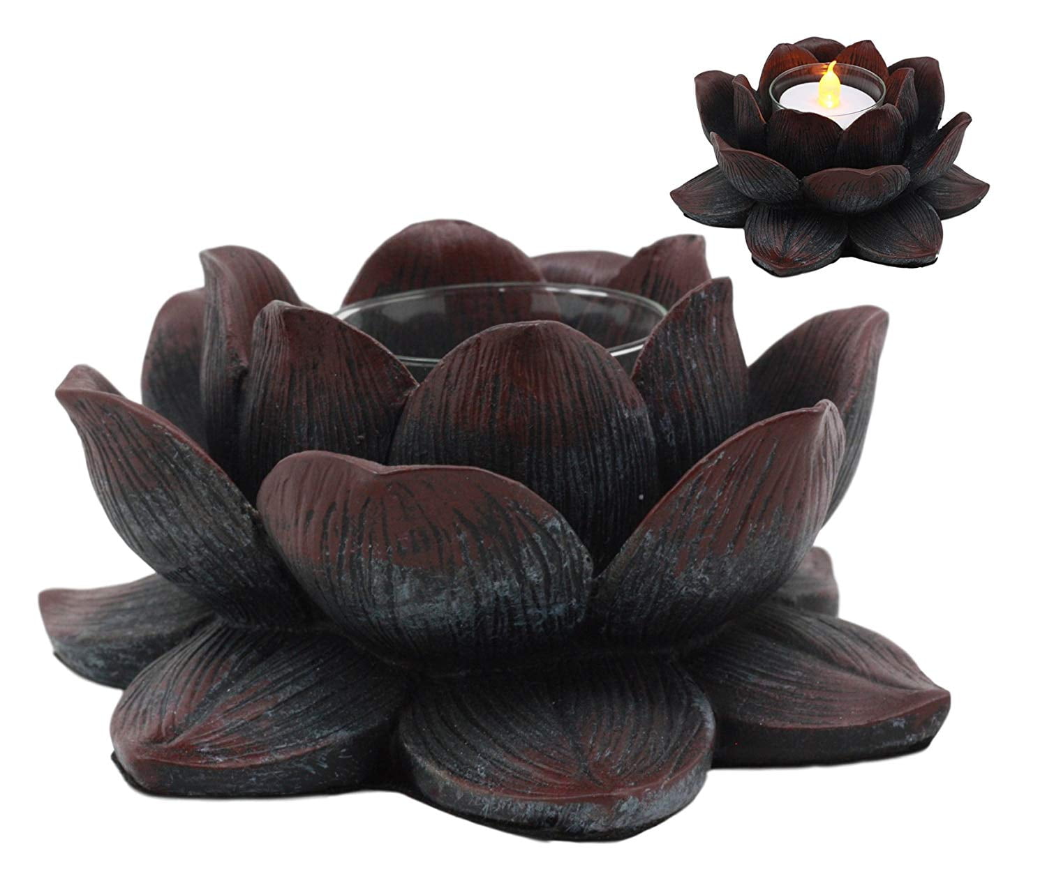 Blossoming Lotus Flower Tea Light Candle Holder Figure Feng Shui Zen Buddhism Favorite Decor Store
