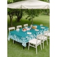 thumbnail image 2 of Rectangle Outdoor Tablecloth With Umbrella Hole And Zipper– Nautical Coastal Waterproof Patio Table Cover for Party, Picnic, Backyard, 60"x102" , Ocean Coral Texture Turquoise White, 2 of 8