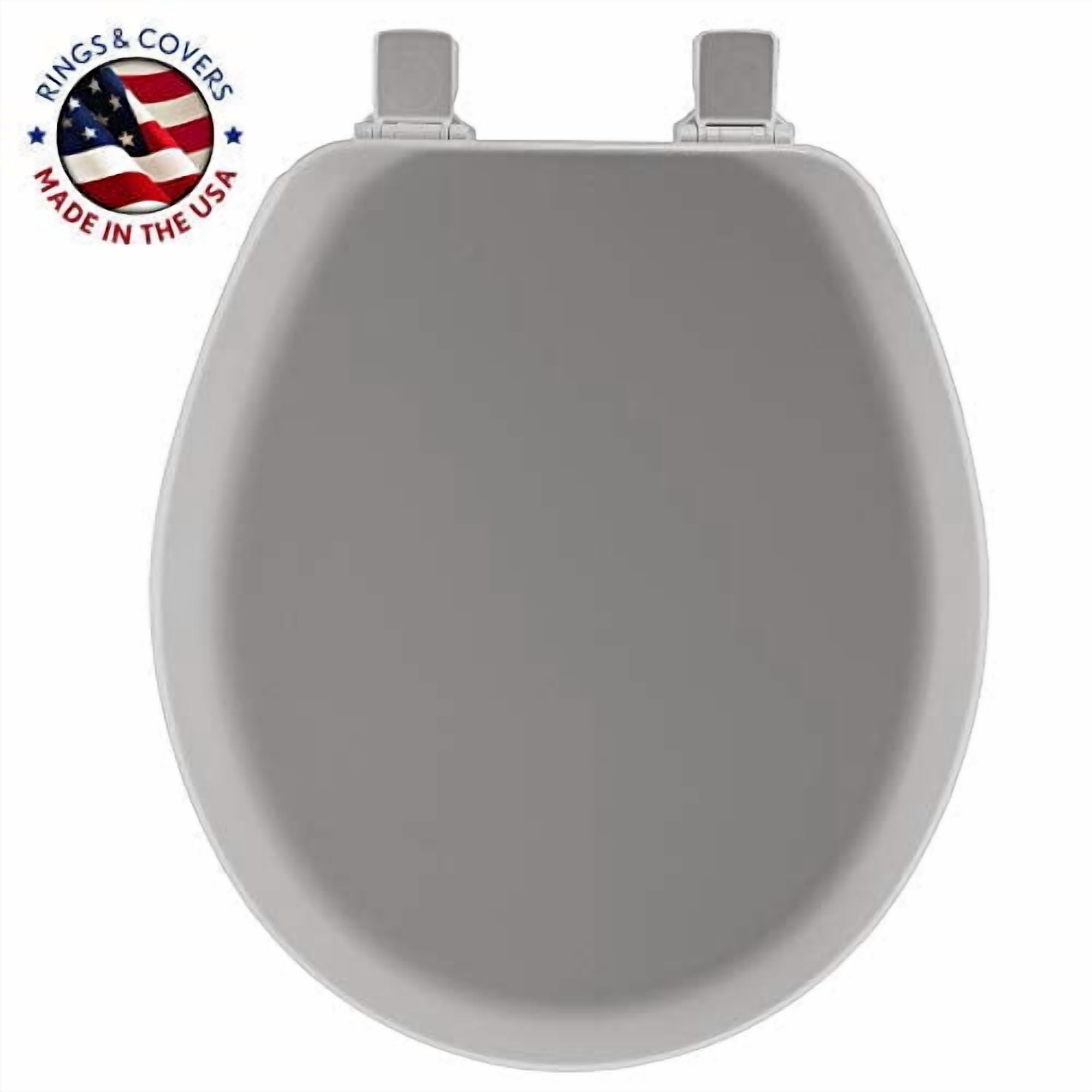 Mayfair Cameron Silver Toilet Seat, Non Slip Heavy Duty Wood, Easy Clean, Made in USA, Round