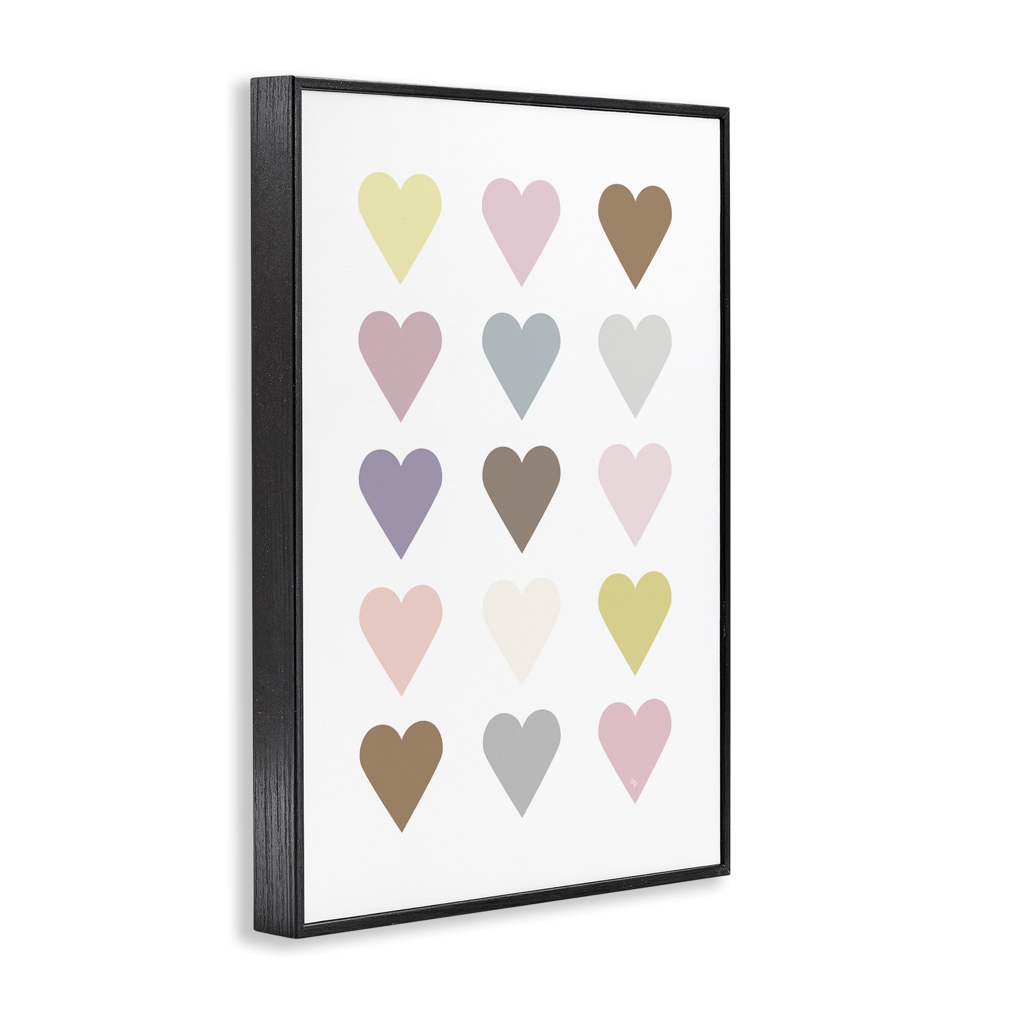 Stupell Industries Soft Pastel Hearts Abstract Painting Black Framed Art Print Wall Art, 20 x 30