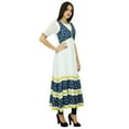 thumbnail image 6 of Bimba Women Long Flaired Kurti White Dress Kurta Party Wear Chic Clothing, 6 of 8