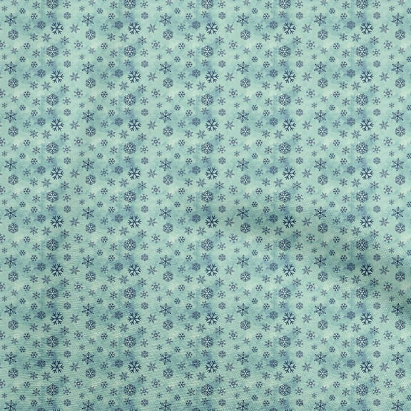 oneOone Cotton Cambric Sea Green Fabric Christmas Snow Flakes Quilting Supplies Print Sewing Fabric By The Yard 56 Inch Wide