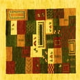 thumbnail image 1 of Ahgly Company Machine Washable Indoor Square Abstract Yellow Contemporary Area Rugs, 5' Square, 1 of 4