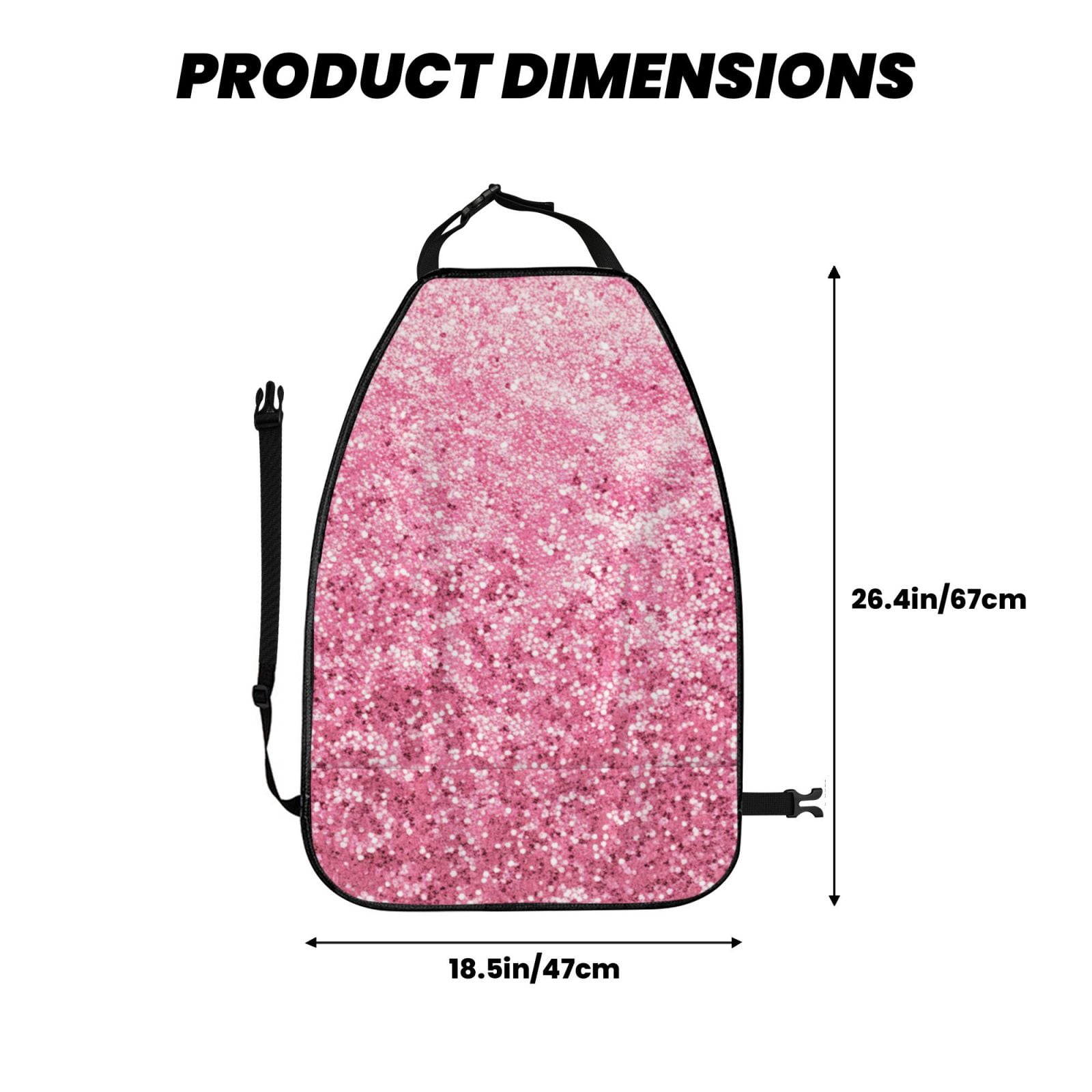 Kdxio Pink Glitter Print 2 Pack Car Kick Mat Seat Cover Back Protector Mat with Pockets for Organizer Backseat Protector and Storage Anti Kick Pad for Vehicles
