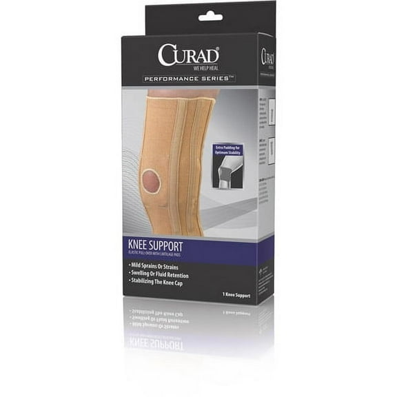 Curad Elastic Pull-Over Knee Support with Cartilage Pads