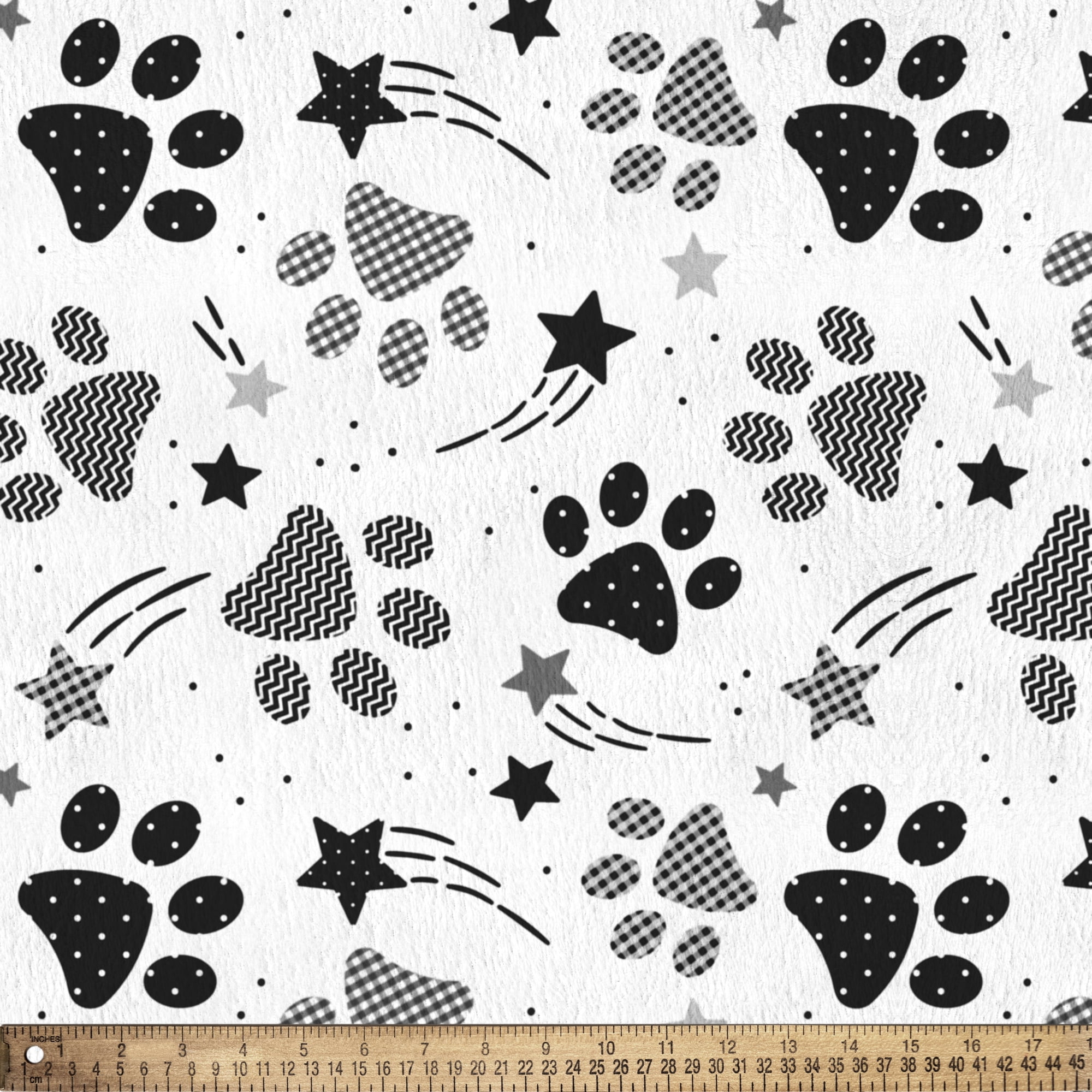 Mainstays 1.5 Yards 100% Polyester Brushed Fleece Paw Prints, Cream, 60" Wide for Crafts