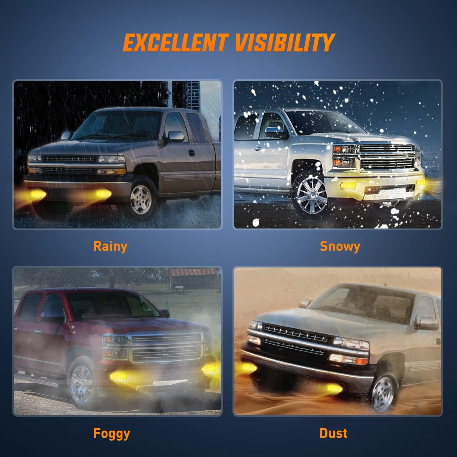 Nilight Fog Light Assembly for 1999-2002 Chevy Silverado & 2000-2006 Suburban Left/Right Amber Lens DOT Compliant