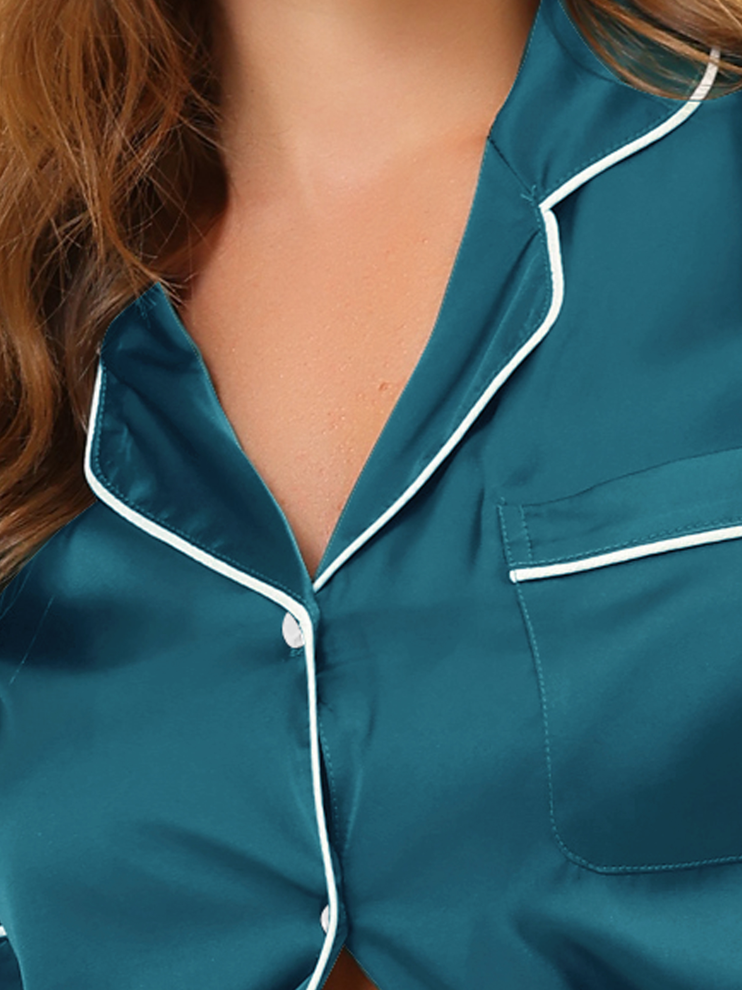 DARING DIVA Women's Satin Top and Shorts Pajama Set S Peacock Blue