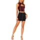 thumbnail image 2 of TANK TOP CORTO SIN MANGAS CON DETALLES CORTADOS PARA MUJER, AJUSTADO Y CON LENTEJUELAS, TALLA XL, ROJO, 2 of 5