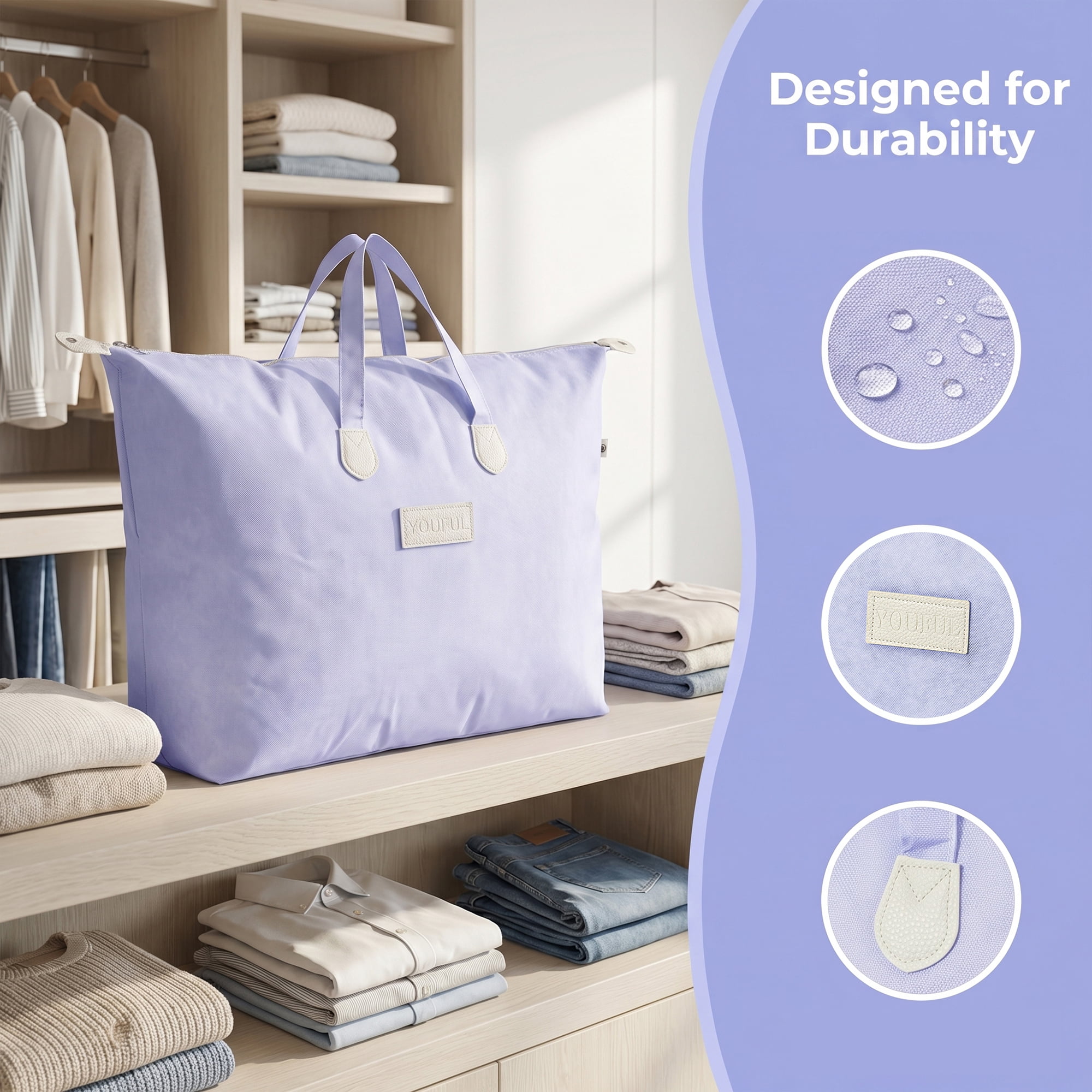 Unique Bargains Foldable Storage Bag for ClothesOrganizing Bedroom Blue 29.1"x8.7"x20.5"