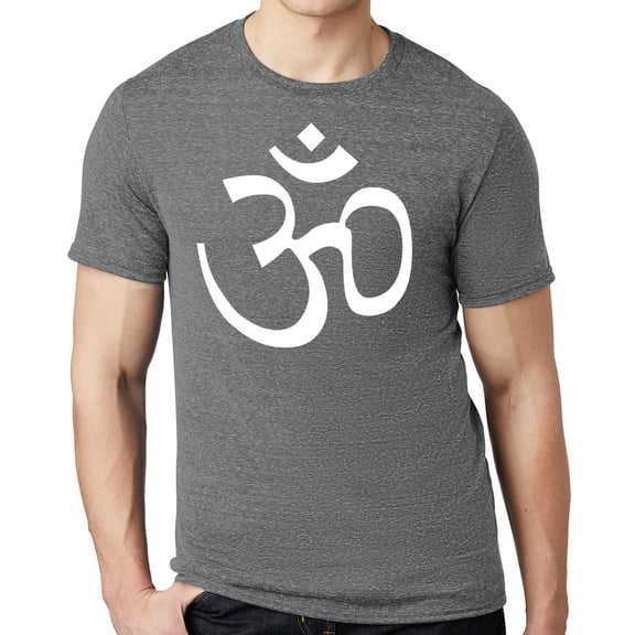Men's WHITE AUM Om Symbol Yoga Cotton/Poly T-shirt, 2XL Charcoal Gray