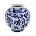 thumbnail image 2 of 9 Inch Porcelain Vase, Blue Persian Print, Curved Shape, Flared Opening- Saltoro Sherpi, 2 of 5