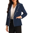 thumbnail image 4 of INSPIRE CHIC Women's Work Blazer Double Breasted Work Suit Jacket M Navy Blue, 4 of 4