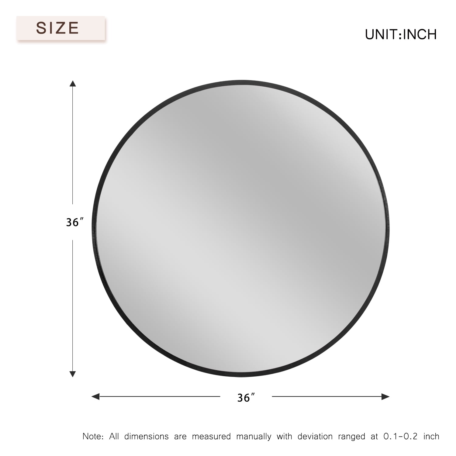 36" Black Round Wall Mirror Modern Accent Mirror Wall Decor Circle Mirror Aluminum Alloy Frame Bathroom Wall Mounted Mirror