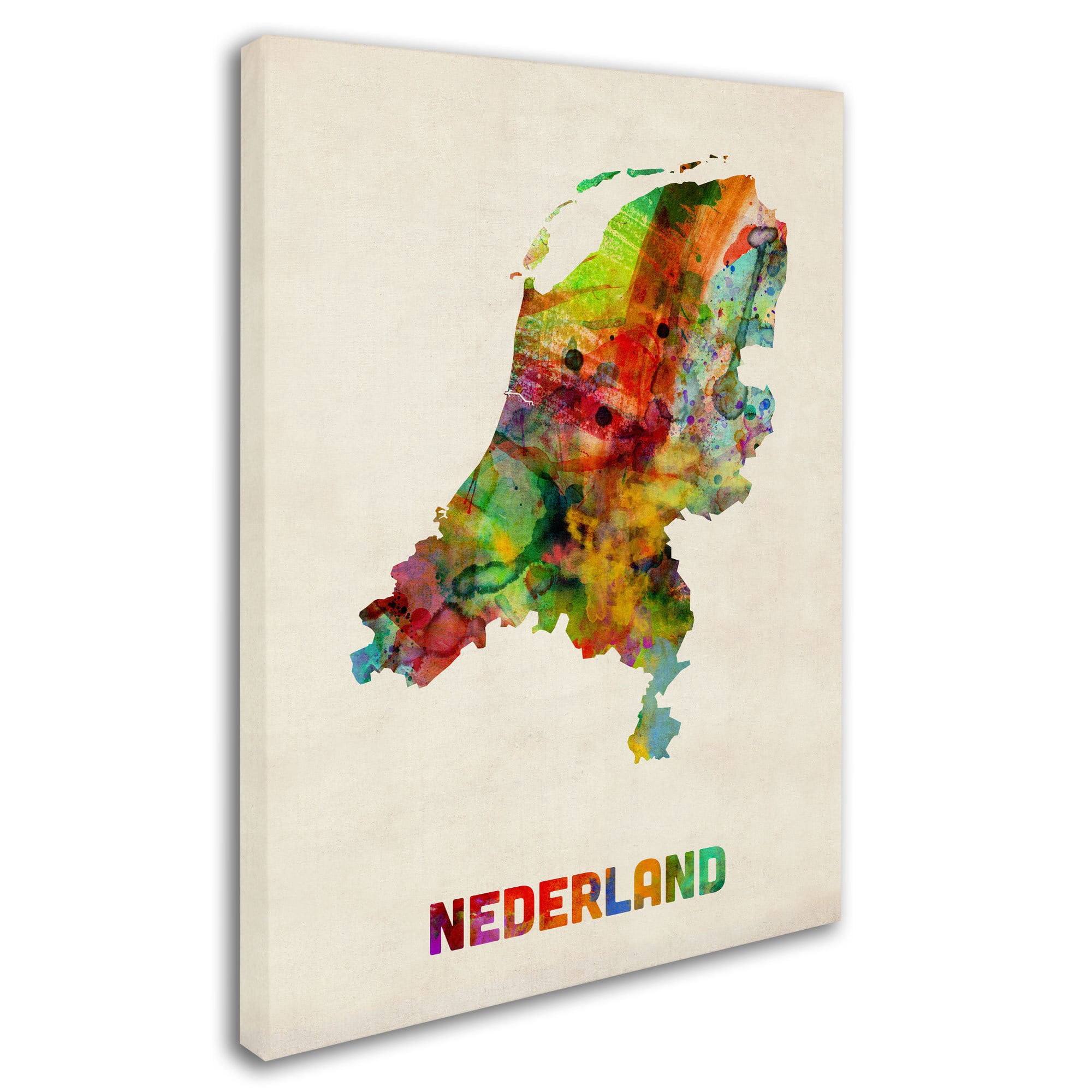 Trademark Fine Art "Netherlands Watercolor Map" Canvas Art by Michael Tompsett