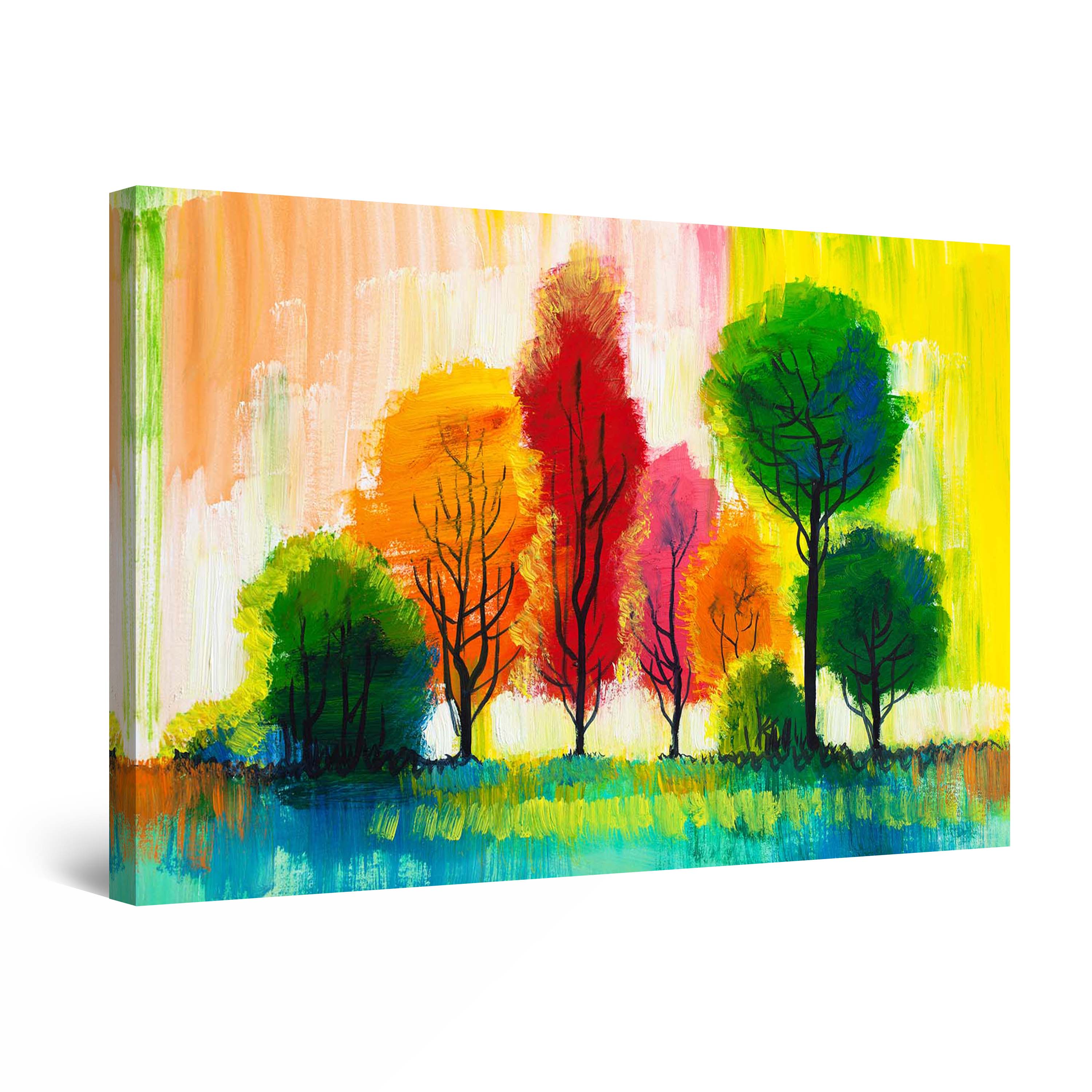 Startonight Canvas Wall Art Abstract Rainbow Trees Painting Green ...
