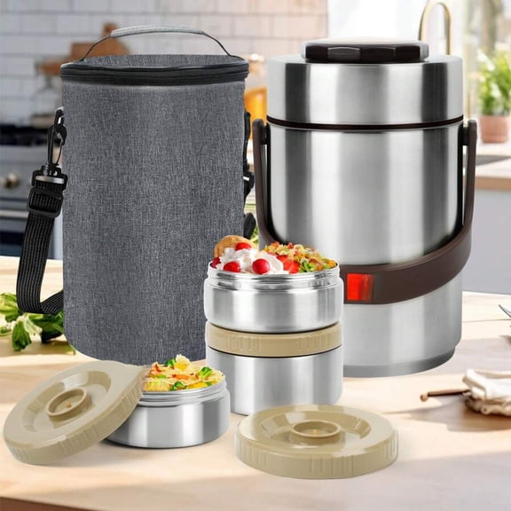 67 Oz Insulated Food Container with Lunch Bag - 3-Layer Sealed, Stackable, Ideal for Office, School & Outdoor Dining
