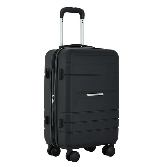 French Connection 22in Expandable Rolling Carry-on with Cup Holder, Black