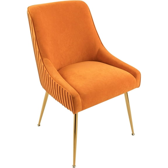 US Pride Furniture Luxury Velvet Chair with Elegant Scoop Back Design Gold Metal Legs and Soft Upholstery Comfortable Seating for Dining Room Kitchenor Office W22.0 x D25.0 x H35.2 Red Orange