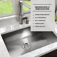thumbnail image 3 of Tarja para Submontar Calibre 18'' - Fregadero Para cocina de Acero Inoxidable 304 de Alta Resistencia - Tarja Fregadero Rectangular, 3 of 8