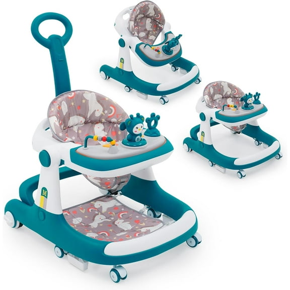 Ealing Foldable Baby 5-in-1 Activity Walker - Rocker, Activity Center, Bouncer, Seat Walker, Push Walker - Adjustable Speed Rear Wheels and Height Toys Ages 6-18 Months