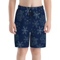 thumbnail image 2 of Cauagu Snowflake Dark Blue Print Swim Trunks for Men,Youth Boys Swim Shorts Compression Liner Beach Shorts Boys' Swimming Shorts 7-20 Years Bathing Suit-X-Large, 2 of 7