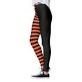 thumbnail image 2 of MKLEKYY Leggings para mujer, pantalones de yoga con rayas huecas para mujer, leggings elásticos con estampado de rayas negras y naranjas, pantalones deportivos altos para mujer, 2 of 4