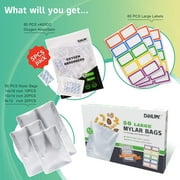 50 Mylar Bags 60x400CC Oxygen Absorbers for Food Storage Long Term 8.7 Mil Gallon Aluminum Foil 60 Stickers (14x18, 10x14, 8x12)