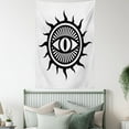 thumbnail image 4 of Occult Decor Tapestry, Third Eye Symbol in Sun Circle Pattern the Locus of Force Art Print Image, Wall Hanging for Bedroom Living Room Dorm Decor, 40W X 60L Inches, Black and White, by Ambesonne, 4 of 5