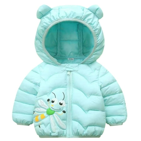 

TAIAOJING Kids Toddler Jacket Boys Girls Winter Windproof Cartoon Bee Prints Bear Ears Hooded Coat Warm Fall Outfits 4-5 Years