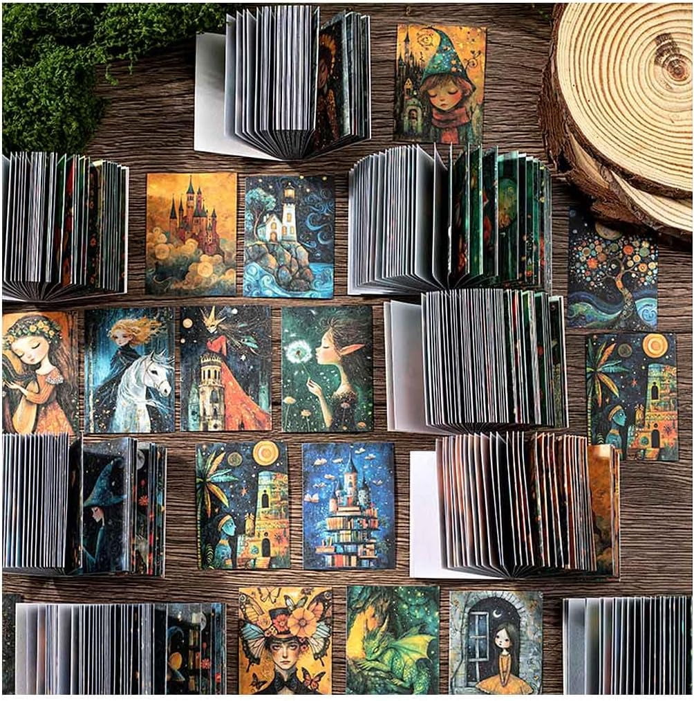 6 Sets 300 Sheets Washi Stickers Book for Junk Journal Supplies, Vintage Aesthetic Fairy Tale Scrapbook Sticker for Scrapbooking Bullet Journaling Kit Planner Stationery Collage Craft