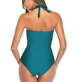 thumbnail image 5 of kamemir Swimwear Women's Neckline One Piece Swimsuit(Sky Blue,L), 5 of 5