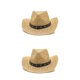 thumbnail image 3 of Qarigey Sombrero de paja de vaquero para mujer, gorra de protección solar de ala ancha para la playa, Sombrero hueco para exteriores, Type1 NO1, 3 of 6