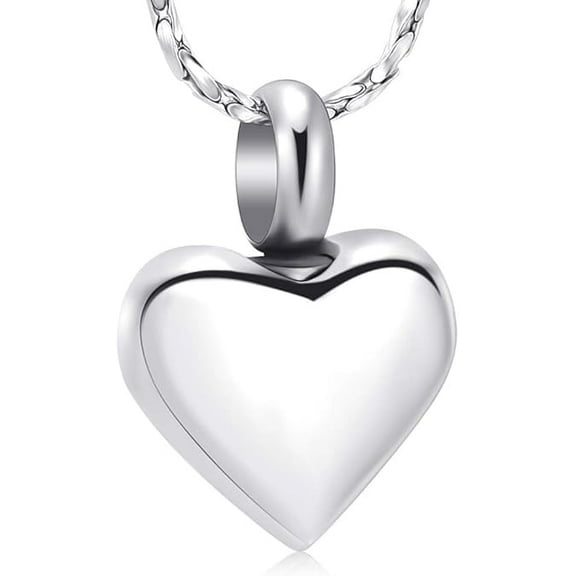 Mini Heart Cremation Urn Necklace for Ashes - Small Heart Shape Urn Necklace for Human / Pet Stainless Steel Memorial Ash Pendant Keepsake Jewelry