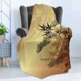 thumbnail image 4 of Japanese Soft Flannel Fleece Throw Blanket, Branches and Bamboo Motifs with Showy Fragrant Leaves Nature Illustration, Cozy Plush for Indoor and Outdoor Use, 50" x 60", Sepia Black, by Ambesonne, 4 of 5