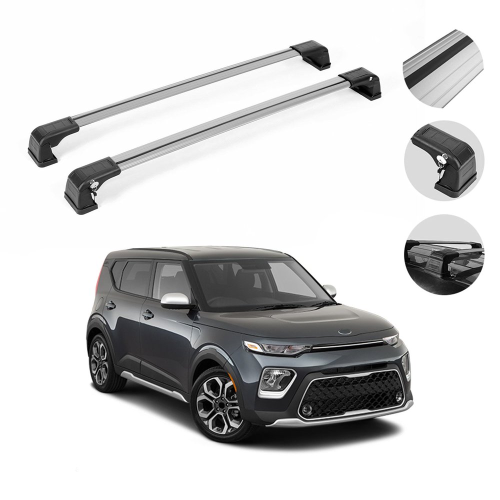 Roof Rack Cross Bars Luggage Carrier 2 Pcs. Silver Set for Kia Soul