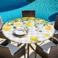 thumbnail image 6 of Watercolor Eucalyptus Round Tablecloth, Fitted Table Cover with Elastic for 45"-54" Round Tables, Gray Plaid Flower Sweeping Leaf Table Cloth Outdoor Indoor Dinning Party Waterproof Tablecloths, 6 of 7