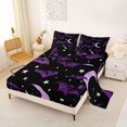 thumbnail image 2 of Manfei Halloween Night Queen Sheets,Cute Bats Pattern Queen Sheet Sets,Purple,4-Piece,1 Flat Sheet, 1 Fitted Sheet and 2 Pillowcases, 2 of 6