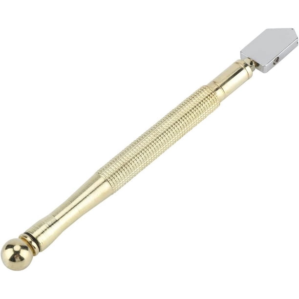 Cortador de vidrio profesional, súper cortador de grado profesional, herramienta de corte de vidrio, mango de metal para cortar azulejos, botella de espejo, forma y diseño de lápiz(mango de cobre)